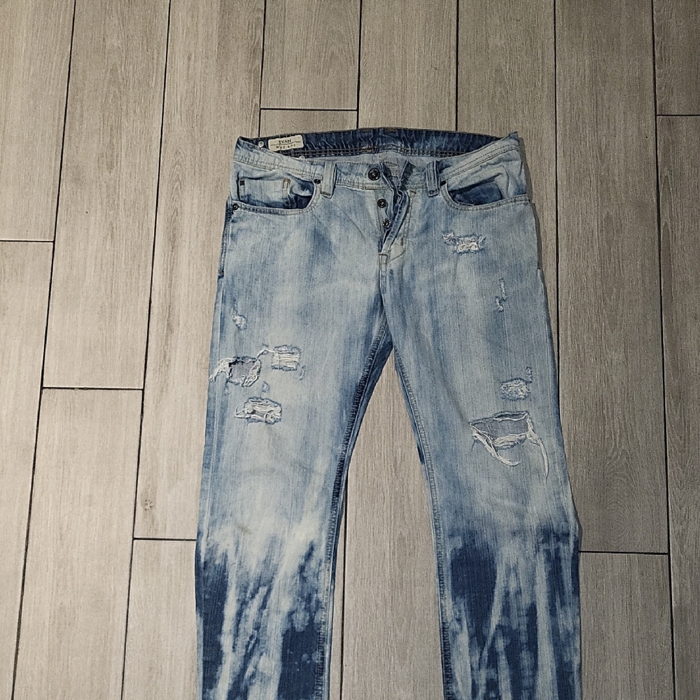 Buffalo David Bitton Blue Skinny Jeans with Distressed Details
